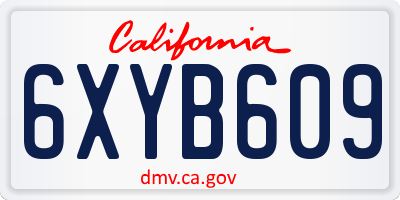 CA license plate 6XYB609