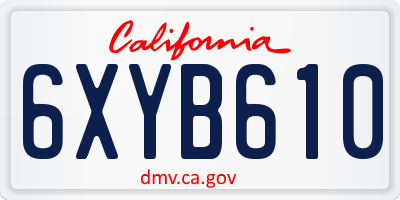 CA license plate 6XYB610