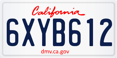 CA license plate 6XYB612