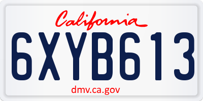 CA license plate 6XYB613