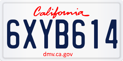 CA license plate 6XYB614