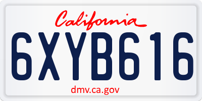CA license plate 6XYB616
