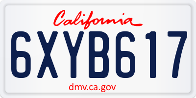 CA license plate 6XYB617
