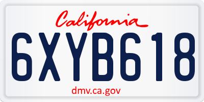 CA license plate 6XYB618