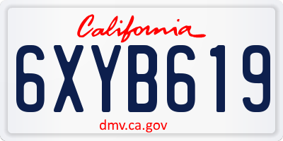 CA license plate 6XYB619