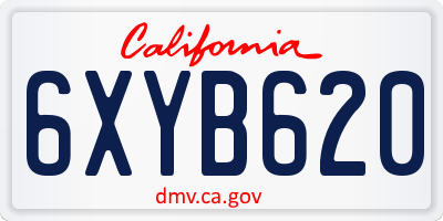 CA license plate 6XYB620