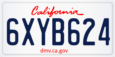 CA license plate 6XYB624