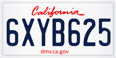 CA license plate 6XYB625