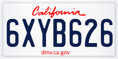 CA license plate 6XYB626