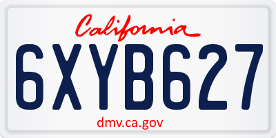 CA license plate 6XYB627