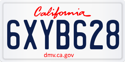 CA license plate 6XYB628