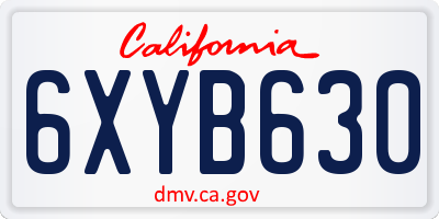 CA license plate 6XYB630
