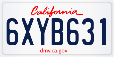 CA license plate 6XYB631