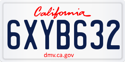 CA license plate 6XYB632