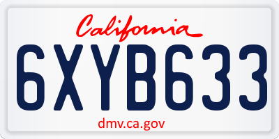 CA license plate 6XYB633
