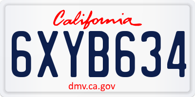 CA license plate 6XYB634