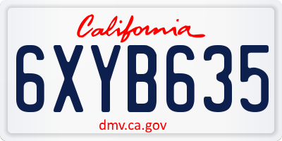 CA license plate 6XYB635