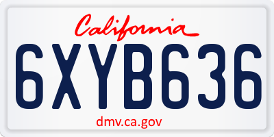 CA license plate 6XYB636