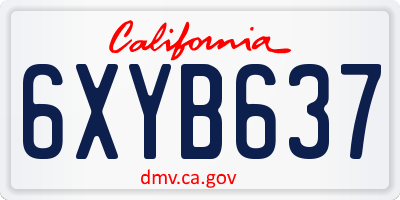 CA license plate 6XYB637