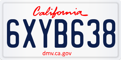 CA license plate 6XYB638