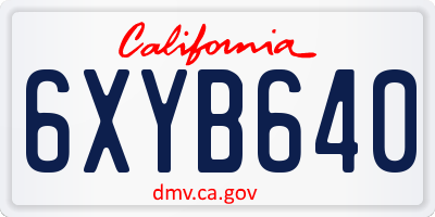 CA license plate 6XYB640