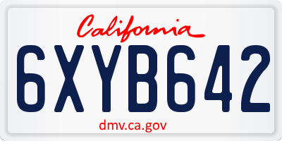 CA license plate 6XYB642