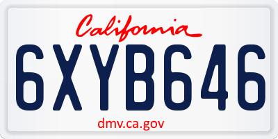 CA license plate 6XYB646