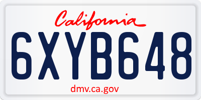 CA license plate 6XYB648