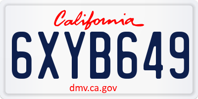 CA license plate 6XYB649