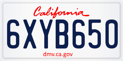 CA license plate 6XYB650