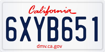 CA license plate 6XYB651