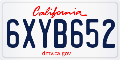 CA license plate 6XYB652