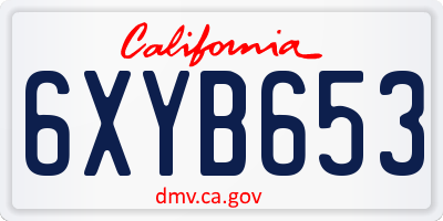 CA license plate 6XYB653
