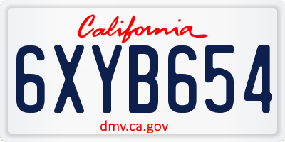 CA license plate 6XYB654
