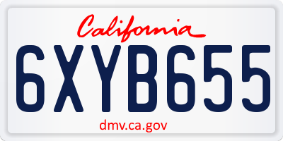 CA license plate 6XYB655