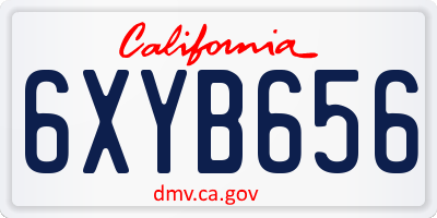 CA license plate 6XYB656