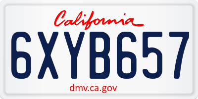 CA license plate 6XYB657