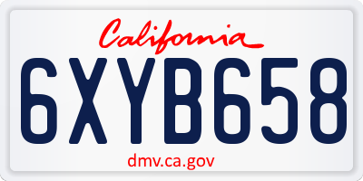 CA license plate 6XYB658