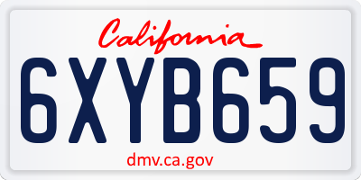 CA license plate 6XYB659