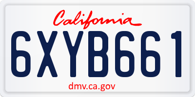 CA license plate 6XYB661