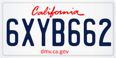 CA license plate 6XYB662