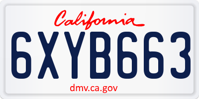 CA license plate 6XYB663