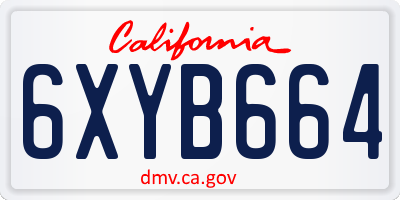 CA license plate 6XYB664