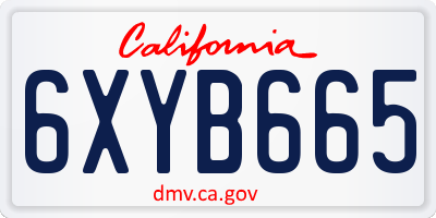 CA license plate 6XYB665