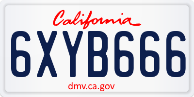 CA license plate 6XYB666