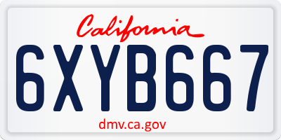 CA license plate 6XYB667