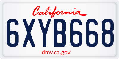 CA license plate 6XYB668