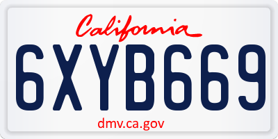 CA license plate 6XYB669