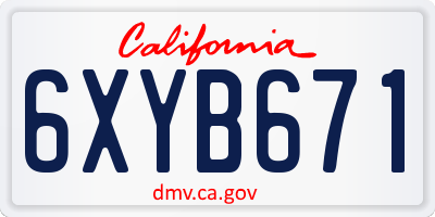 CA license plate 6XYB671