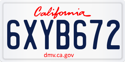 CA license plate 6XYB672